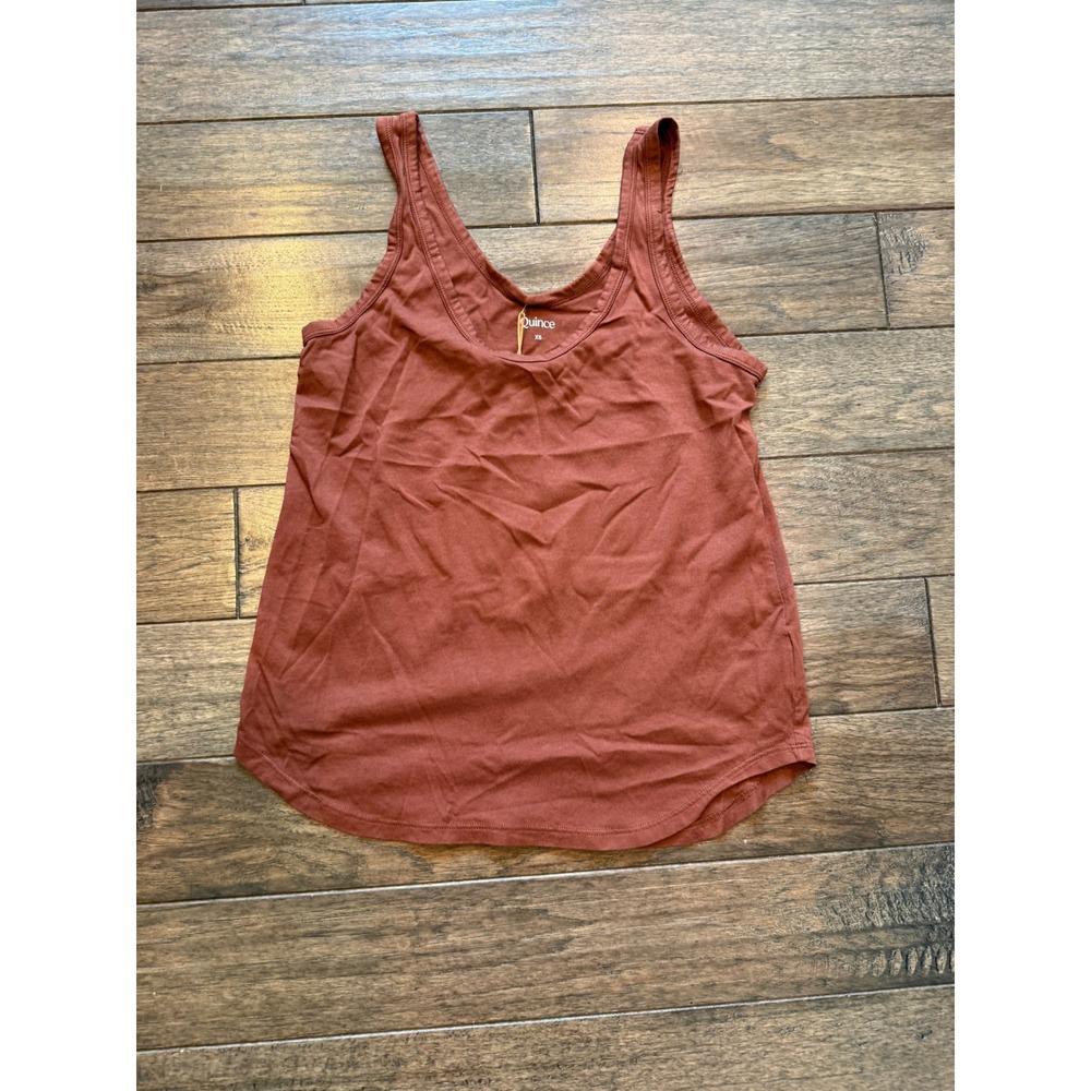 Quince Tank Top Womens XS Brown Cotton Modal Scoop Neck Curved Hem NWT